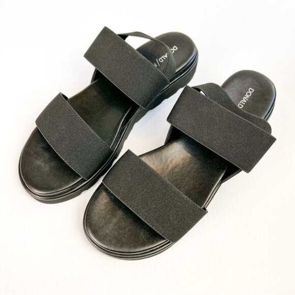 Donald J. Pliner Womens Black Lue Stretch-Strap Flatform Sandals size 8 - Picture 3 of 10
